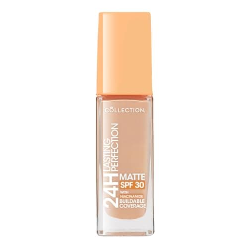 Image of Collection Cosmetics Lasting Perfection Matte Foundation, Full Coverage, 24 Hour Wear, SPF 30, Contains Niacinamide, 27ml, Beige Warm