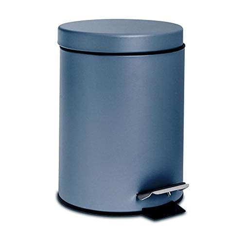 Image of Harbour Housewares 3L Bathroom Bin - Matte Blue - Round Stainless Steel Pedal Bin Slim Kitchen Rubbish Trash Can Garbage Dustbin with Lid and Inner Liner Bucket