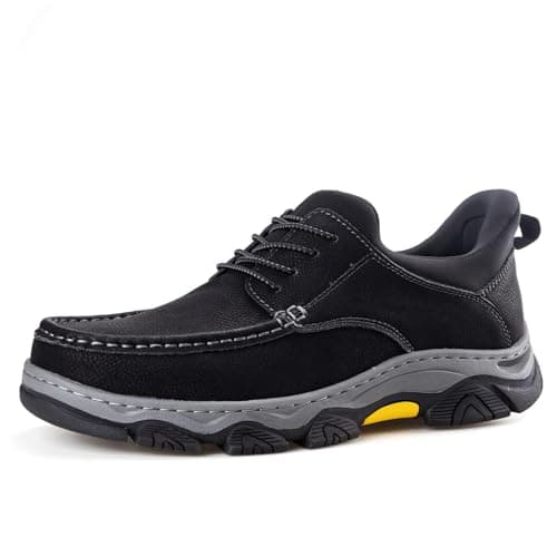 Image of UPIShi Men's Slip On Hands Free Leather Loafers Casual Walking Business Outdoor Lightweight Cushioned Shoes Black 9.5
