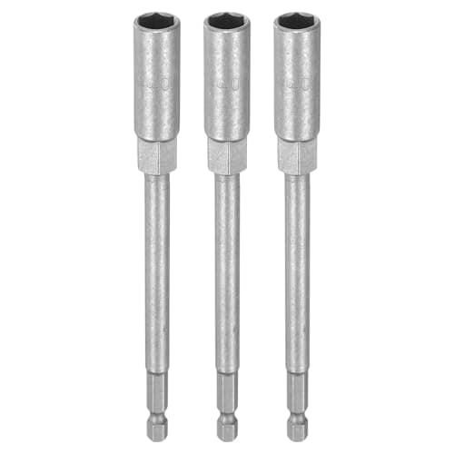 Image of sourcing map 3pcs Nut Driver Drill Bit 10mm Metric Impact Socket 1/4" Hex Shank 6" (150mm) Extra Long 6-Point Sockets Quick-Change CR-V Steel Bolt Setter for Power Drill Drivers
