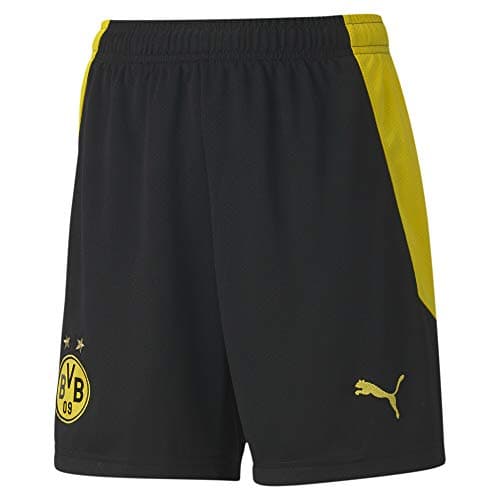 Image of Puma BVB Shorts Replica Jr Knitted Shorts - Black-Cyber Yellow, 176
