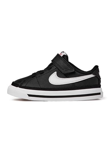 Image of NIKE Baby Boys Court Legacy Running Shoe, Black/White/Gum Light Brown, 0.5 UK Child