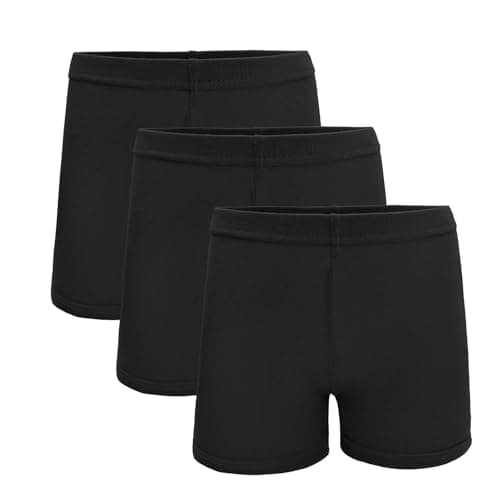 Image of TRAMLE Girls Shorts Leggings, Girls Modesty Cotton Shorts Thin Soft Breathable Kids Safety Shorts 3 Pairs 4-6 Years Old Black