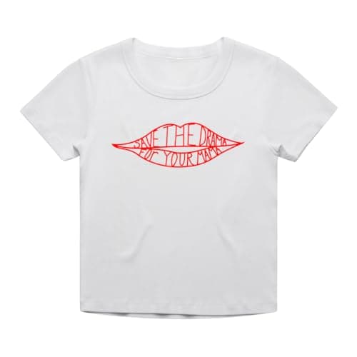 Image of Save The Drama for Your Mama - Cropped Baby Tee - Rachel Inspired - Cropped Fit Y2K Style - Handmade Screen Printed T-Shirt - UK Made (S) White