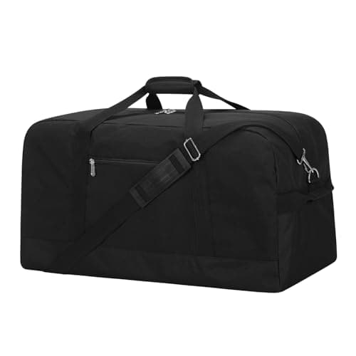 Image of ZZY 55L Holdall Bags for Men - 25 Inch Travel Gym Duffle Bag, Hard Bottom Weekender Overnight Bag with Detachable Base Plate (Black)
