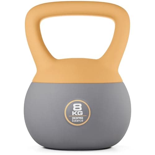 Image of Core Balance Soft Kettlebell 8kg, Soft-Touch PVC with Iron Sand Filling, Reduces Impact & Noise, Wide Ergonomic Handle, Anti-Slip Base, For Home Gym Fitness, Cardio & Strength Training
