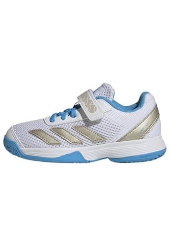 Image of adidas Unisex Kids Courtflash Kids Comfort Closure Tennis Shoes, FTWR White/Cyber met./Lucid Aquamarine, 1 UK