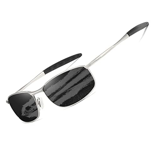 Image of kimorn Polarized Sunglasses For Men Retor Rectangle Frame Classic Sun Glasses K0535 (Silver&Black)