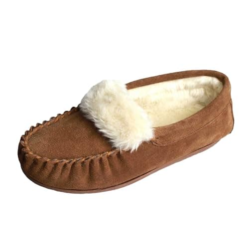 Image of Eastern Counties Leather Ladies Zoe Plush Lined Moccasins Size 6 Tan Zoe/TAN/6