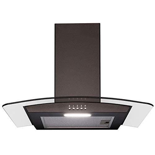 Image of SIA 60cm Curved Glass Black Chimney Cooker Hood Kitchen Extractor Fan