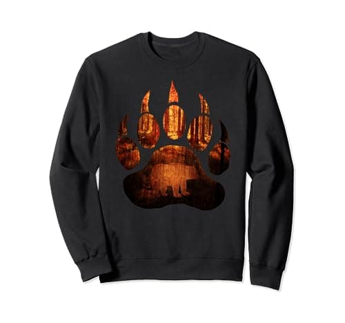 Image of Brown Bear Paw Animal and Scenic Forest Nature Woods Lover Sweatshirt