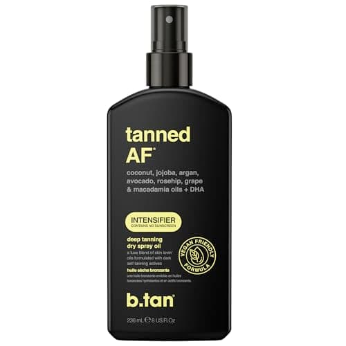 Image of b.tan Sun Tanning Body Oil - tanned AF - Ultra Hydrating With Tan Accelerating Tan Actives for Deeper, Darker Results, 3.38 fl oz