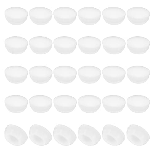 Image of PATIKIL 14mm Diameter Silicone Round Snap, 30 Pcs in Type Locking Furniture Hole Plug Button Protective Cover Cap Head Fit for 2.5-14mm Hole for Seal Bulkhead Cylinder Hole, White
