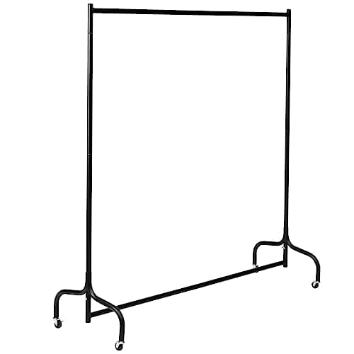 Image of Vivo Technologies 4ft Heavy Duty Metal Clothes Rail Garment Rail Clothe Hanging Rail with Wheels Black Single Clothing Rail No Tools Required