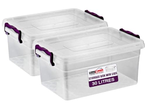 Image of BH | 2 PCS Clear Plastic Storage Box with Lids | 30L | Storage Containers Use for Home, office, Kitchen, Toys and Goods (30 Litres) - By BEST HOUSE