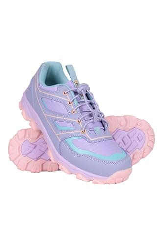 Image of Mountain Warehouse Kids Approach Running Trainers - Indoor Outdoor Sports Shoes for Boys & Girls - Lightweight, Durable & Breathable - Spring Summer, Travelling Lilac Junior Shoe Size 5