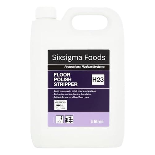 Image of Sixsigma Food Floor Polish Stripper H23 5 Litres - Heavy Duty Formula for Fast Removal of Polish & Build Up, Prepares Floors for Recoating, Ideal for Vinyl Tile & Sealed Surfaces (1, Case of 2)