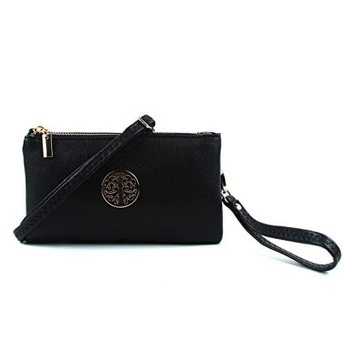 Image of AOSSTA Womens Small Crossbody Bag for Girls Crossbody Phone Bags Mini Shoulder Handbag With Wristlet Adjustable Strap (Black)