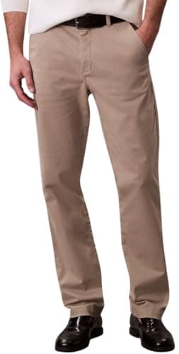 Image of Calvin Klein Men’s Signature Slim Fit Cotton Chinos, Beige (Vintage Khaki), 32W/33L