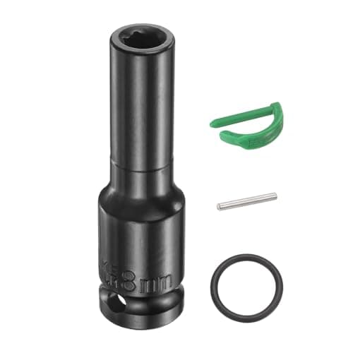 Image of sourcing map 6 Point Deep Impact Socket 1/2" Drive 8mm Metric Standard Socket Cr-Mo Steel Spindle Axle Hex Nut Bolt Sockets with Rubber Ring Locking Pin
