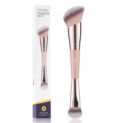 Image of KINGMAS Foundation Brush, Dual-Ended Angled Makeup Brush for Foundation and Contour Blending Liquid Powder, Concealer Cream Cosmetics Blush, Cruelty Free Vegan (Pink)