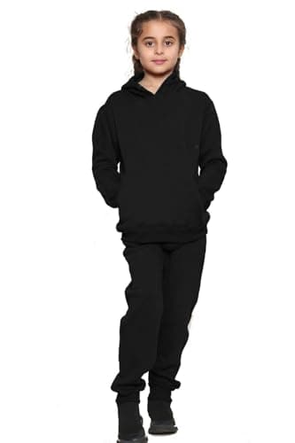 Image of Boys Kids Tracksuits Tracksuit Set Hoodies Plain Army Commando Print Tracksuit Hoodie with Jogger Sweatpants Sports Activewear Set Girls Boys Children Age 5-13 Years (Black Pull Over Suit, 9-10 Years)