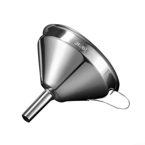 Image of Stainless Steel Kitchen Funnel, Cone Funnel with Handle, Kitchen Filling Metal Hopper, Food Filter Strainer for Transferring Liquids, Oil(L)