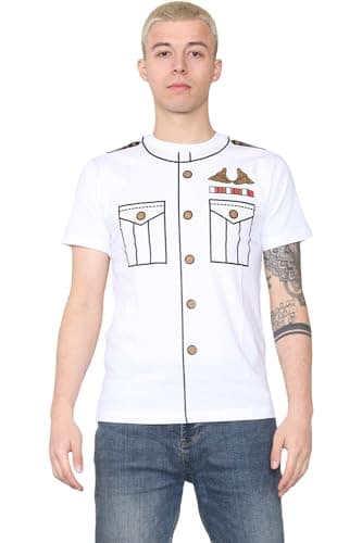 Image of The Fancy Dress® Mens Women's Printed T-Shirt - Unisex Crew Neck Short Sleeve Novelty T-Shirts Casual Summer Top (Navy Captain, Small)