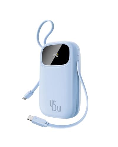Image of Baseus Powerbank 20000 mAh 45 W with Integrated USB-C Cable, QPow3 Power Bank PD3.0 QC4.0 External Mobile Phone Batteries, 3 usb-C, 1 usb-A, Portable Charger for iPhone 16/15/14 Pro Max, iPad, Galaxy