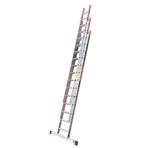 Image of TB Davies TRADE Triple Extension Ladder, 3.5 Meter / 11.48 Feet, Extends To 8.5 Meters / 27.88 Feet, Comfort D-Shaped Rungs, 3-Year Warranty, EN131 Professional