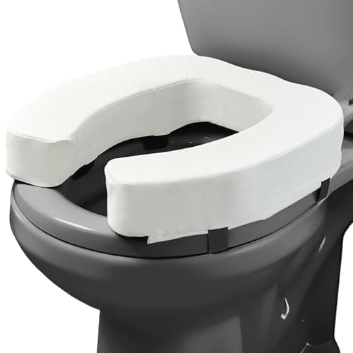 Image of Lunderg Padded Toilet Seat Riser for Seniors - Adds 3 inches. Universal Fit - Firm Raised Toilet Seat Cushion with High-Density Foam for Enhanced Comfort & Elevation. Post-Surgery Must Have (White)