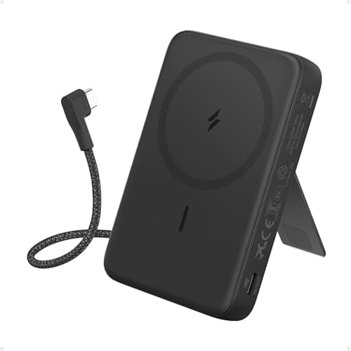Image of Anker Zolo Magnetic Power Bank, 10,000mAh Wireless Portable Charger with 30W Max Fast Charging, Battery Pack with Built-In USB-C Cable and Adjustable Stand, For iPhone 15/14 Series, AirPods, and More