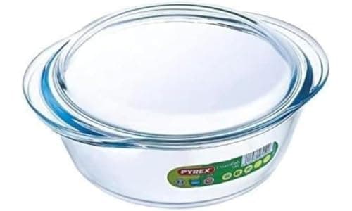 Image of Pyrex Essentials Single Glass Round Casserole Dish with Lid 1.6L Transparent