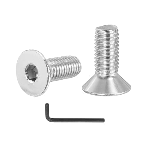 Image of PATIKIL M10 x 25 mm Flat Head Socket Cap Screws, 10 Pcs 304 Stainless Steel Head Screw Bolts Hex Socket Drive Countersunk Bolts for Binding Furniture Table Machinery, Silver