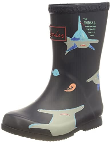 Image of Joules Boy's Roll Up Welly Rain Boot,Navy Sharks,8 UK