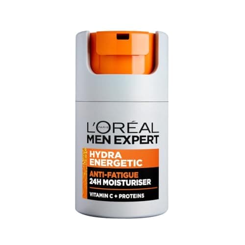 Image of L'Oréal Men Expert Hydra Energetic Anti-Fatigue Moisturiser: 24hr Hydration for Men's Skin. Combats Dryness and Dark Circles. Fast-absorbing, Enriched with Vitamin C. 50ml