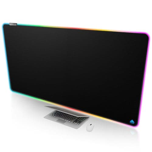 Image of Cacoy 1400 x 700 mm Plus Size RGB Gaming Mouse Mat XXL, Large Extended Computer Mouse Pad with 11 Lighting Modes, Precise and Durable, Large LED Non-Slip Desk Mat for Office, Black