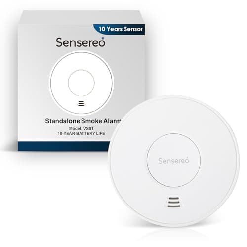 Image of Sensereo Standalone Smoke Alarm, Smoke Detector, Fire Alarm with 10-Year Sealed-For-Life Battery & LED Indicator CE EN14604 Marked (Standalone (1-Pack))
