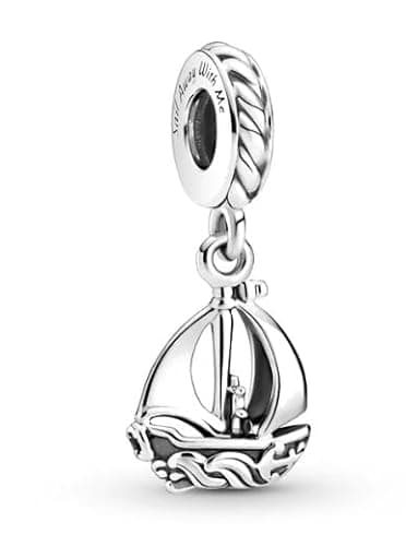 Image of Sailboat Sail Away With Me 925 Sterling Silver Pendant Charm Compatible with Pandora Charms,and Many Other UK Charm Bracelets.