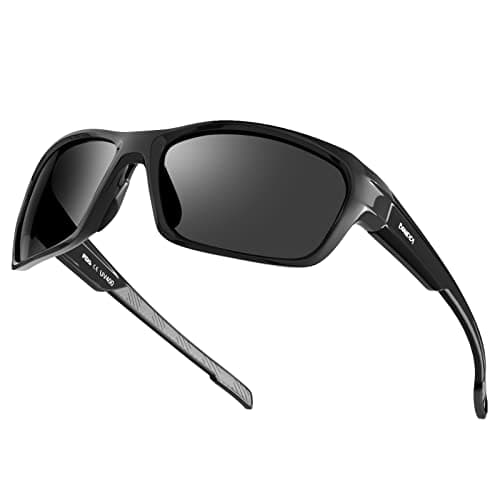 Image of BONDDI Sunglasses Mens Polarised Sports Sunglasses for Men Women UV400 Protection Sun Glasses Driving Fishing Cycling Skiing Wrap Around Lightweight TR90 Frame, Accessories With Hard Case, Black