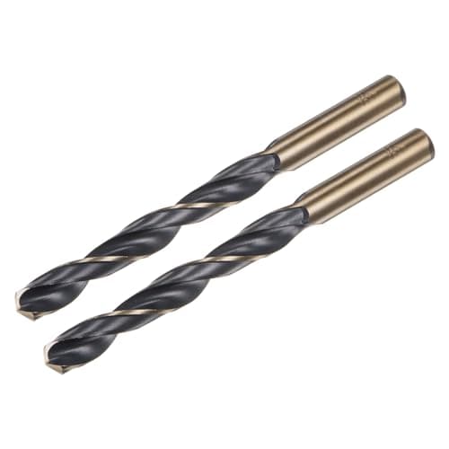 Image of sourcing map 2pcs Jobber Drill Bits 10.5mm (0.413") Black Nitride & Gold Titanium Coated M2 High Speed Steel (HSS) Twist Drill Bits for Stainless Steel Aluminum Alloy Metal