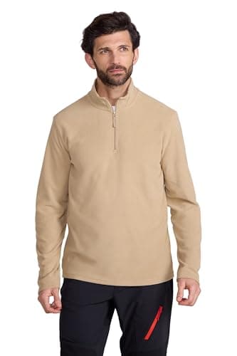 Image of Mountain Warehouse Camber II Mens Half-Zip Fleece - Lightweight & Quick Dry, Breathable Antipill Microfleece - For Spring Summer, Outdoors, Travelling & Hiking Off White XL