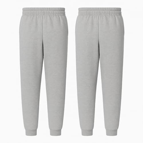 Image of Kids School Joggers 2 Pack – Unisex Fleece Jogging Bottoms for Boys & Girls – Elastic Waist, Soft & Warm – Ideal for PE & School Uniform (UK, Age, 11 Years, 12 Years, Regular, Grey)