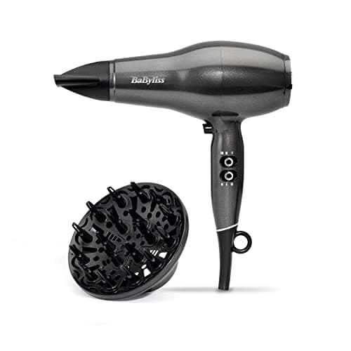 Image of BaByliss Platinum Diamond Hair Dryer & Diffuser - Professional 2300W Blow Dryer with AC Motor, Ionic Frizz-Control, 3 Heat & 2 Speed Settings, Diamond, 6490DU