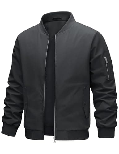 Image of Xnova Bomber Jackets for Men Summer Lightweight Water Resistant Full Zip Up Varsity Jacket Smart Casual Windbreaker Coats Cargo Tactical Sports Outwear with Pockets, Grey, M