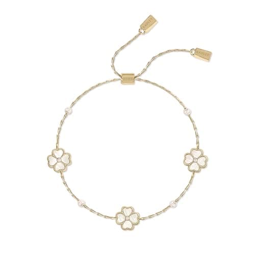 Image of RADLEY 18ct Gold Plated Mother Of Pearl Heart Flower Friendship Bracelet