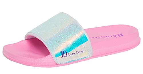 Image of Lora Dora Girls Iridescent Sliders Pink UK 10