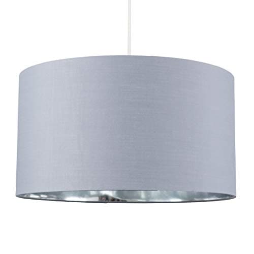 Image of MiniSun | Extra Large Modern Grey and Chrome Drum Light Shade | Pendant Lights, Home Décor & Improvement Essential | 45cm Shade Width