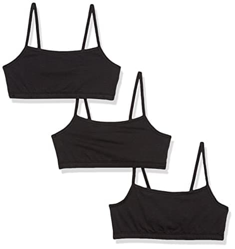 Image of Hanes Women's Bralette, Breathable Pullover Bra, Crop Top, Solid Or Assorted, 3-Pack, Opaque, Black/Black/Black, M (Pack of 3)