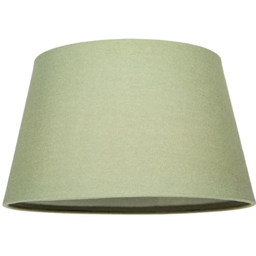 Image of Traditional 14 Inch Olive Green Linen Drum Table/Pendant Lampshade 60w Maximum | with Inner Cotton Fabric Lining | Reversible Gimbal by Happy Homewares